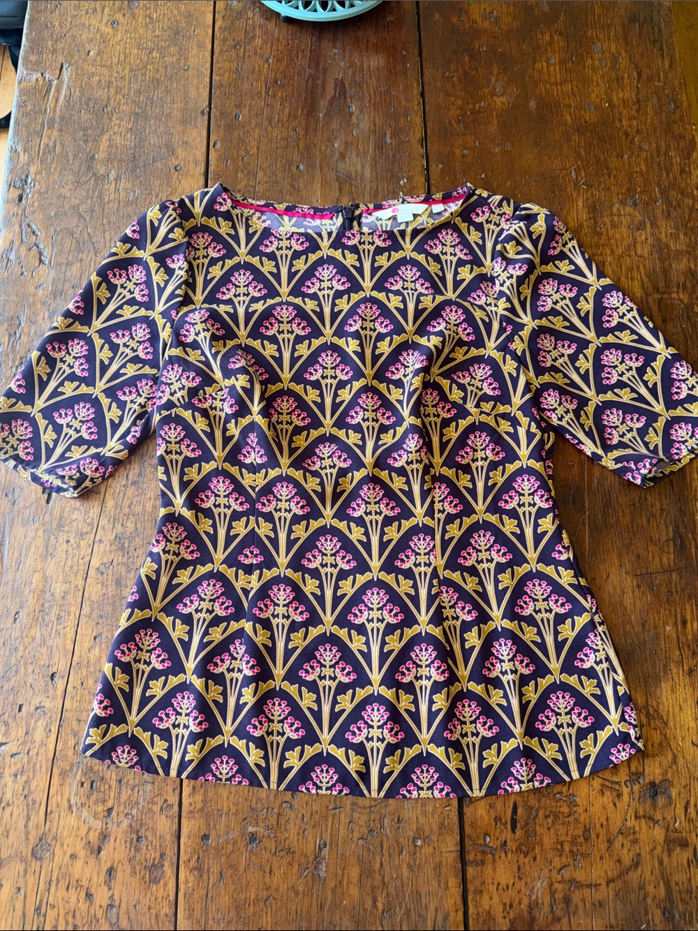 Boden• Purple & Gold Olive Branch Blouse• Sz 6
